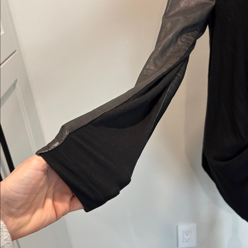 Danier Black Leather Waterfall Cardigan Italian Leather - Picture 13 of 16